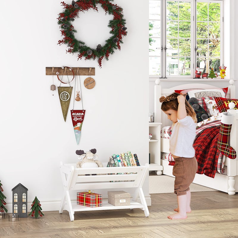 UTEX Kids Bookshelf with Caddy, Toddler Bookshelf, Book Storage Organizer, Small Book Shelf for Kids Rooms, Nursery, Playroom, White - Image 5